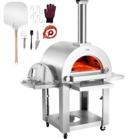 VEVOR Dual Fuel Pizza Oven for Outdoor Use, 22" Portable Pizza Oven, Pellet & Gas Powered Outdoor Pizza Oven with Thickened Cordierite Pizza Stone, Ea