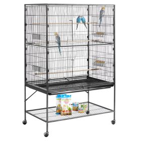 VEVOR Bird Cage, 36.6 x 22.8 x 59.5 inch, Flat Top, Wrought Iron Bird Flight Cage with Perches, Slide-Out Tray and Plastic Feeders, for Blue Tit, Cock