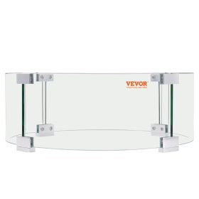 VEVOR Fire Pit Wind Guard, 26 x 26 x 6 Inch Glass Flame Guard, Round Glass Shield, 1/4-Inch Thick Fire Table, Clear Tempered Glass Flame Guard, Alumin