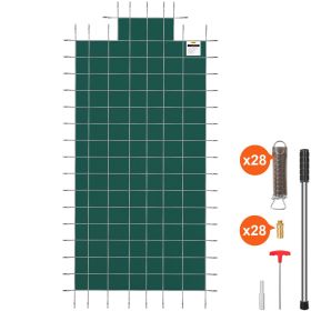 VEVOR Pool Safety Cover Fits 16x32ft Rectangle Inground Pools, Safety Pool Cover with 4x10ft Center End Step, Mesh Solid Pool Cover with Drainage Hole