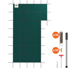 VEVOR Ingroundool Safety Cover, 20¦t¸ 38 ft’ectangular Winter Pool Cover with Right Step, Triple Stitched, High Strength Mesh PP Material, Good Rain
