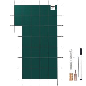 VEVOR Ingroundool Safety Cover, 18¦t¸ 34 ft’ectangular Winter Pool Cover with Left Step, ”riple Stitched, High Strength Mesh PP Material, Good Rain P