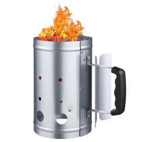 VEVOR Charcoal Chimney Starter, 4 lbs Large Capacity Coal Fireplace, Heavy Duty BBQ Steel Chimney Starter for Charcoal Grill and Barbecues, Compact On