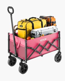 VEVOR Collapsible Wagon Carts, 120L & 225LBS Folding Wagons with All-Terrain Wheels, Heavy Duty Outdoor Utility Cart with Adjustable Handle, Portable