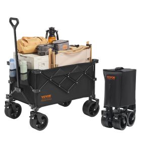 VEVOR Collapsible Folding Wagon, 220 L Beach Wagon Cart with All-Terrain Wheels, Heavy Duty Folding Wagon Cart Max 330 lbs with Drink Holders, Sports