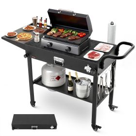 VEVOR Outdoor Grill Cart, 31.0 x 17.0 inch Tabletop Size Grilling Table, Foldable Outdoor Cooking Table with Tissue Holder, Hooks, Wheels, Side Table,
