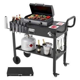 VEVOR Outdoor Grill Cart, 31.0 x 17.0 inch Tabletop Size Grilling Table, Foldable Outdoor Cooking Table with Tissue Holder, Wheels, Magnetic Tool Rack