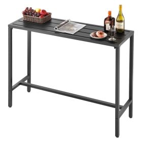 VEVOR Outdoor Bar Table, 47 x 15 in Patio Bar Table, Waterproof Top & Sturdy Metal Frame, Rectangle Counter Height Dining Tables, Outdoor Furniture fo