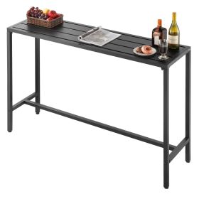 VEVOR Outdoor Bar Table, 55 x 15 in Patio Bar Table, Waterproof Top & Sturdy Metal Frame, Rectangle Counter Height Dining Tables, Outdoor Furniture fo