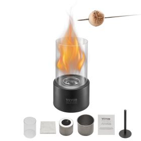 VEVOR Tabletop Fire Pit, 6 inch Metal Tabletop Fireplace Indoor Outdoor Decor, Portable Rubbing Alcohol Burner Smores Maker with Glass, for Patio Balc
