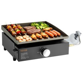 VEVOR Commercial Griddle, 16.9" Heavy Duty Manual Flat Top Griddle, Countertop Gas Grill with Non-Stick Cooking Plate, Steel Natural Gas Griddle, 2-Bu