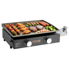 VEVOR Commercial Griddle, 22.4" Heavy Duty Manual Flat Top Griddle, Countertop Gas Grill with Non-Stick Cooking Plate, Steel Natural Gas Griddle, H-Sh