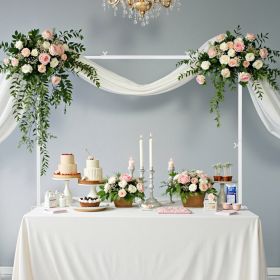 VEVOR Over The Table Rod Stand with Clamps, 13"-42'' Tall & 28"-98" Length Adjustable, Metal Table Arch Stand, Tabletop Balloon Arch Frame for Wedding