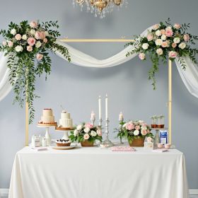 VEVOR Over The Table Rod Stand with Clamps, 13"-42" Tall & 28"-98" Length Adjustable, Metal Table Arch Stand, Tabletop Balloon Arch Frame for Wedding