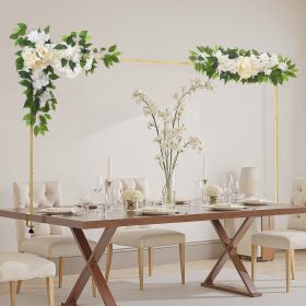 VEVOR Over the Table Rod Stand with Clamps, Adjustable 28"-98" Length & 13"-42" Height, Table Arch Stand with Floral Accessories, Gold Balloon Frame f