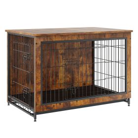 VEVOR Dog Crate Furniture, 38 inch Wooden Dog Crate with Double Doors, Heavy-Duty Dog Cage End Table with Multi-Purpose Removable Tray, Modern Dog Ken