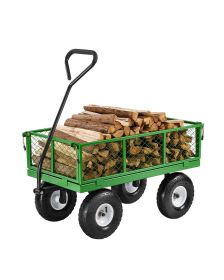 VEVOR 680 Lbs Steel Garden Cart on Wheels, Heavy Duty Garden Wagon Cart Pullable, Metal Outdoor Utility Yard Wagon Carts with 10" Tires, Mesh Removabl