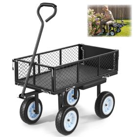 VEVOR Garden Cart with Seat, 500 LBS, Rolling Steel Garden Work Seat with Wheels, Heavy Duty Gardening Stool, with Tool Tray & Adjustable Handle, Outd