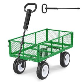 VEVOR Garden Cart, 900 LBS, Heavy Duty Steel Yard and Garden Utility Wagon with 10-Inch Tires, Outdoor Gardening Stool with Adjustable Handle, Detacha