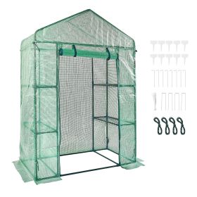 VEVOR Walk-in Green House, 4.6 x 2.4 x 6.7 ft, Greenhouse with Shelves, High Strength PE Cover with Doors, Windows and Steel Frame, Set Up in Minutes,